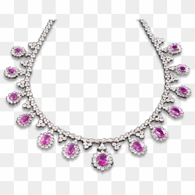 Pink Sapphire And Diamond Necklace 24 60 Carats Jewelry - Cogwheel Logo, HD Png Download - diamond necklace png