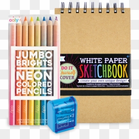 Jumbo Brights Neon Colored Pencils With Diy Cover Sketchbook - Sketchbook And Colored Pencils, HD Png Download - colored pencils png