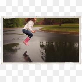 Girl Jump In Puddle, HD Png Download - water puddle png