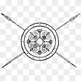 Shield Spear Crossed - Greek Spear And Shield, HD Png Download - shield vector png
