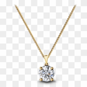 Solitaire Diamond Pendant 14k Yellow Gold - Rapunzel Necklace, HD Png Download - diamond necklace png