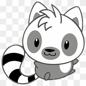 Freetoedit Cute Kawaii Racoon Grey White Black - Ring Tailed Lemur Drawing, HD Png Download - lemur png