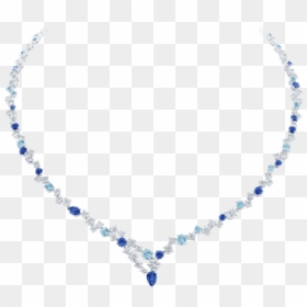 Sparkling Cluster By Harry Winston, Sapphire, Aquamarine - Small Sapphire Diamond Necklace Design, HD Png Download - diamond necklace png