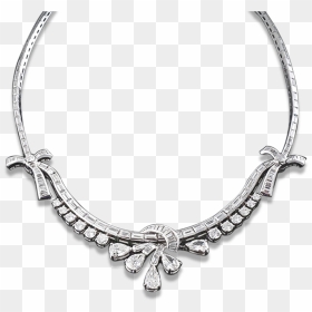 Pear, Round And Baguette Diamond Necklace - Necklace, HD Png Download - diamond necklace png