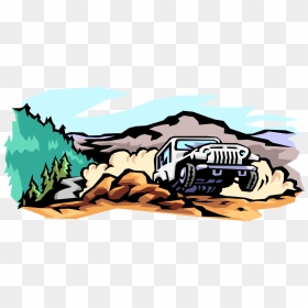 Vector Illustration Of Jeep Sports Utility Off-road - Off Road Clip Art, HD Png Download - road vector png