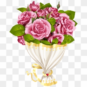 Rose Bouquet With Heart Transparent Png Clip Art Image - Transparent Background Bouquet Clipart, Png Download - rose bouquet png