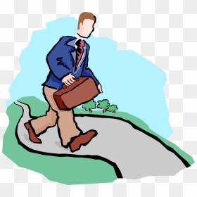 Vector Illustration Of Businessman With Briefcase Taking - Sitting, HD Png Download - road vector png