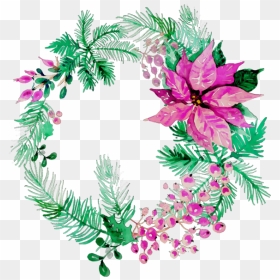 Transparent Wreath Christmas Ornament Floral Design, HD Png Download - christmas garland border transparent png