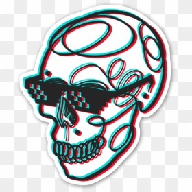 3d Skull Glitch Sticker, HD Png Download - 3d skull png