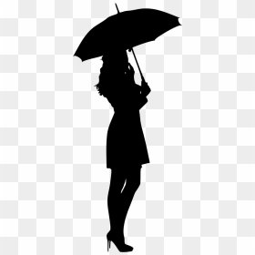 Silhouette Of Girl With Umbrella, HD Png Download - rain texture png