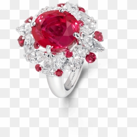 8 42ct Ruby Ring With White Diamonds - Engagement Ring, HD Png Download - red diamond png