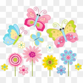 Cute Butterfly And Flower Clipart Png - Butterflies And Flowers Clipart, Transparent Png - butterfly vector png