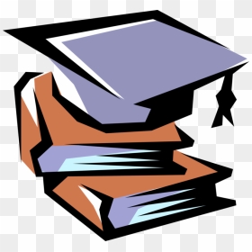Vector Illustration Of Books With Commencement Graduation - Inferred Evaluative And Literal, HD Png Download - graduation cap vector png