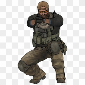 Man Soldier Gun Cartoon Front View Clipart Png Transparent - Man With Gun Clipart Png, Png Download - guy with gun png