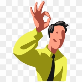 Vector Illustration Of Businessman Uses Nonverbal Communication - Student Ok Sign Clipart, HD Png Download - ok hand sign png