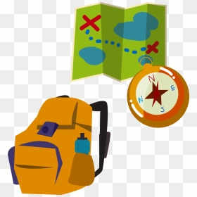 Backpacking Illustration Map Compass Backpack Transprent - Backpack Vector, HD Png Download - map compass png
