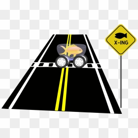 Fish Crossing Road Sign, HD Png Download - road clipart png