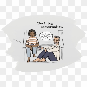 Illustration Shows A Man And Woman Sitting On Steps - Supporting A Suicidal Friend, HD Png Download - person talking png