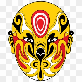 Chinese Opera Mask Orange Clipart, HD Png Download - theater masks png