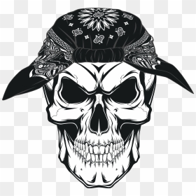 Symbolism Kerchief Skull Human Drawing Png Image High - Skull With Bandana Png, Transparent Png - skull drawing png