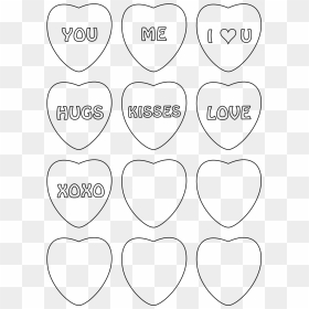Candy Heart Coloring Sheets With 6 Free Printable Heart - Printable Candy Hearts Coloring, HD Png Download - candy heart png