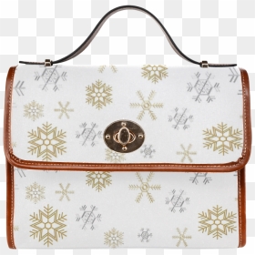 Silver And Gold Snowflakes On A White Background - Handbag, HD Png Download - gold snowflakes png