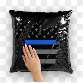 Thin Blue Line ﻿sequin Cushion Cover , Png Download - Ainsley Harriott Sequin Cushion, Transparent Png - thin blue line png