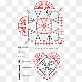 Crochet Granny Heart Diagram - Granny Square Crochet Heart Pattern, HD Png Download - heart pattern png