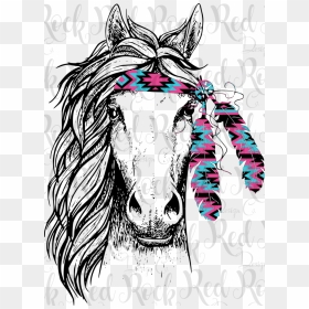 Horse With Headband Feathers, Hd Png Download, Transparent Png - falling feathers png