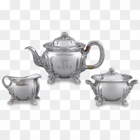 Chrysanthemum Sterling Silver Tea Set By Tiffany & - Teapot, HD Png Download - tea set png