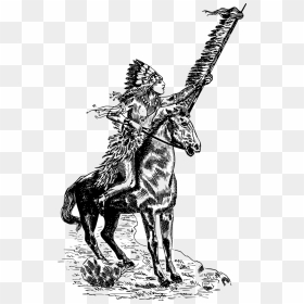 Native American On Horse Drawing, HD Png Download - headdress png