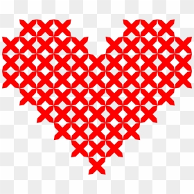 Cross Stitched Heart Red Clip Arts - Cross Stitch Embroidery Motifs, HD Png Download - heart pattern png