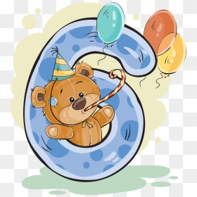 Number Six Teddy Bear - Birthday Numbers, HD Png Download - cartoon bear png