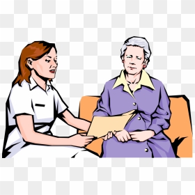 Nurse Reviews Results Vector Image Illustration Of - Interaction Between Patient And Nurse, HD Png Download - patient png