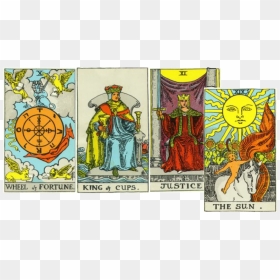 Wheel Of Fortune, King Of Cups, Justice And The Sun - Cartoon, HD Png Download - tarot card png