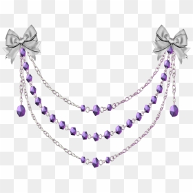 Mq Purple Bow Bows Pearl Pearls Decorate - Gold Choker With Black Stone, HD Png Download - purple bow png