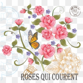 Vintage Roses And Butterflies Is A Downloadable Machine - Garden Roses, HD Png Download - vintage roses png