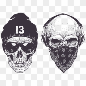 Download Skull Gangster Vector Rap Gangsta Drawing - Easy Gangster Skull Drawing, HD Png Download - rap png