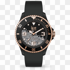 Ice Watch Ice Crystal Black Rose Gold Medium Women"s - Ice Watch Gold And Black, HD Png Download - ice crystal png