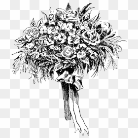 Black Flower Bouquet Clip Art Desktop Wallpaper - Sketch Bouquet Of Flowers, HD Png Download - black flowers png