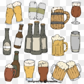 Set Of Beer Vector - Illustration, HD Png Download - beer bottle vector png