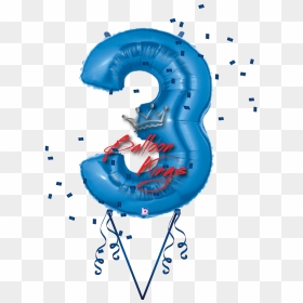 Transparent Adding Numbers Clipart - Blue Number 3, HD Png Download - blue balloon png