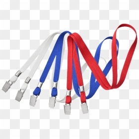 Flat 10mm Lanyards With Double Bulldog Clips - Storage Cable, HD Png Download - lanyard png