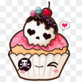 Kawaiicupckake Kawaii Cupcake Skull Drawing Sticker - Cupcakes Kawaii, HD Png Download - kawaii blush png