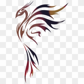Tribal Bird Gradient Colours - Drawing Easy Phoenix Bird, HD Png Download - phoenix bird png