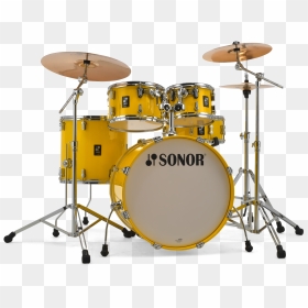Yellow Sonor Drum Kit, HD Png Download - drum set png