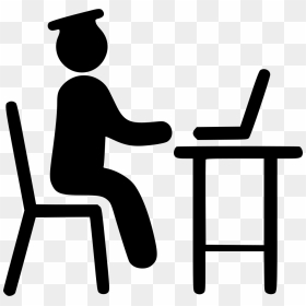 Studying On Laptop - Studying Clipart Black And White, HD Png Download - studying png