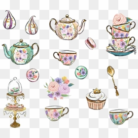 #watercolor #tea #party #teaparty #cups #china #porcelain - Bloomsical Clipart Free, HD Png Download - tea party png