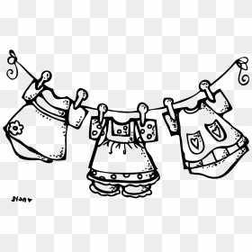 Clothing Clipart Clothes Rail - Cartoon, HD Png Download - clothesline png