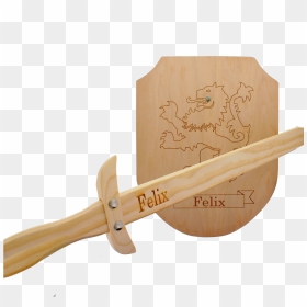 Wooden Sword And Shield With Engraving - Épée Et Bouclier En Bois, HD Png Download - espada png